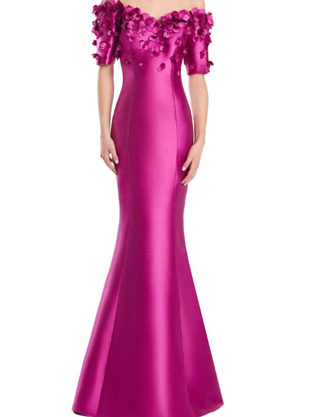 NWT Alexander by Daymor 3084S25 Floral Applique Formal Gown Fuchsia size 8